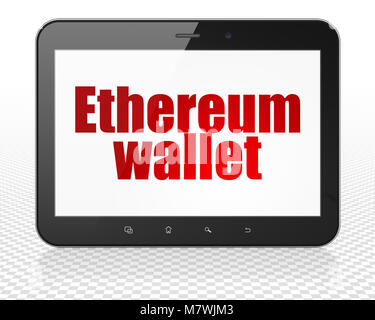 Blockchain Konzept: Tablet PC-Computer mit astraleums Brieftasche auf Display Stockfoto