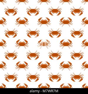 Gekochte Meer rote Krabbe mit riesigen Klauen nahtlose Muster. Frische Meeresfrüchte Symbol. Leckere Vorspeise Stock Vektor