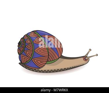 Schnecke Rot und Blau Vector Illustration. Wirbellose Weichtiere Tierwelt. Wild life Zen verwirren. Stock Vektor