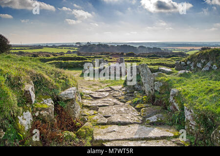 Carn Euny altes Dorf in der Nähe von Sancreed, West Cornwall GROSSBRITANNIEN Stockfoto