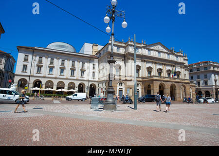 Mailand, Italien, Juni 7, 2017 - Teatro alla Scala (Theater La Scala). Ist das wichtigste Opernhaus in Mailand. Einer der renommiertesten Theater angesehen Stockfoto