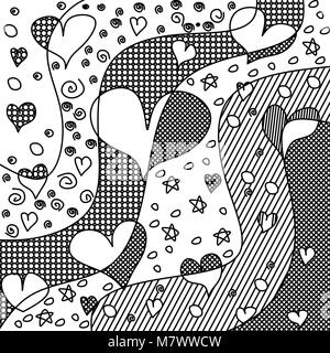 Herz zen Wirrwarr und Doodle. Vektor zendoodle Liebe Abbildung. Valentinstag Malbuch. Stock Vektor