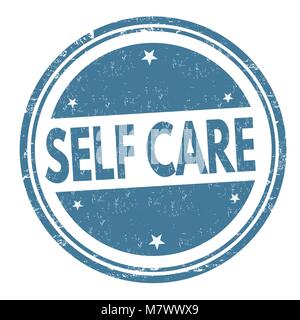 Self Care grunge Stempelabdruck auf weißem Hintergrund, Vector Illustration Stock Vektor