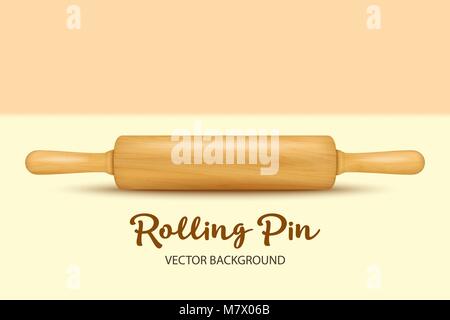 Vector Hintergrund mit realistischen 3D-Holz- rolling pin Nahaufnahme. Design Template für Grafiken Stock Vektor