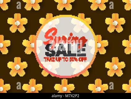 Frühling Verkauf floral Werbung, Plakat, Board. Banner mit Papierblumen. Vector Illustration Stock Vektor