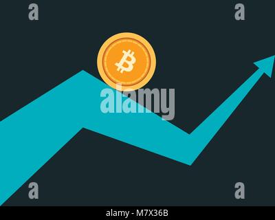 Bitcoin index Rating. Trend nach oben. Cryptocurrency, blockchain. Vector Illustration Stock Vektor