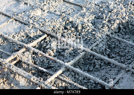 Nahaufnahme der Baustelle Stärkung metal Bars von industrieboden Stockfoto