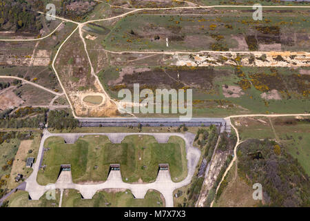 RAF Greenham Common, einem ehemaligen Royal Air Force Station in Berkshire, England. Schauplatz vieler Proteste an Atomwaffen gibt, die in den 1980er Jahren aufgestellt werden. Stockfoto