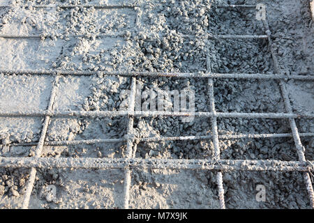 Nahaufnahme der Baustelle Stärkung metal Bars von industrieboden Stockfoto