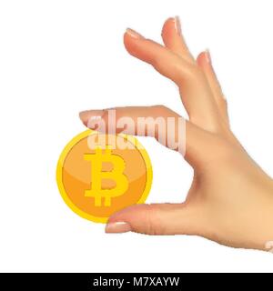 Modernes Design Konzept der bitcoin cryptocurrency Technologie, Bergbau, e-Wallet Stock Vektor