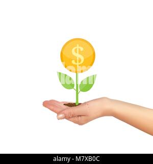 Geldbaum, finanzielles Wachstum flach Konzept-Vektor-Illustration Stock Vektor