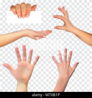 Realistische 3D-Silhouette von Hand auf weißem Hintergrund. Vector Illustration Stock Vektor