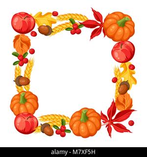 Thanksgiving Day oder im Herbst. Dekoratives Element mit Gemüse und Blätter Stock Vektor