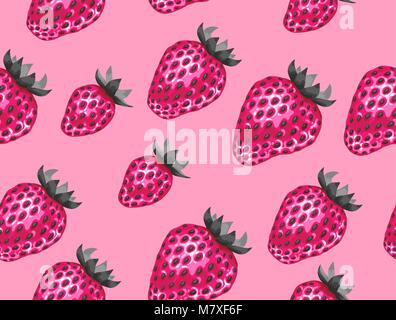 Zusammenfassung nahtlose Muster mit Erdbeeren im Pop Art Stil Stock Vektor