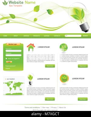Green eco Website Layout Vorlage Stock Vektor