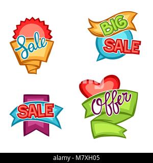 Der Verkauf Banner, Etiketten und Aufkleber im Comic-Stil Stock Vektor