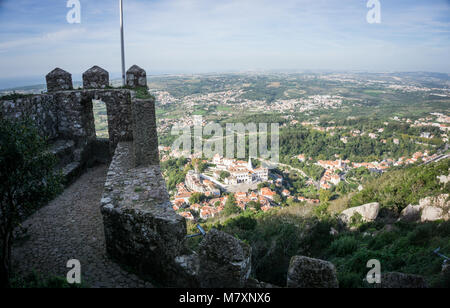 Blick von der maurischen Burg in Sintra, Portugal Stockfoto