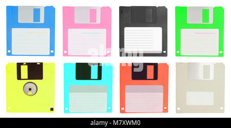 Einstellen der Farbe Diskette auf weißem Hintergrund Stockfoto