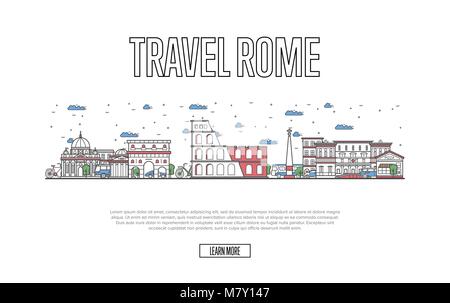 Reisen Rom Plakat in linearen Stil Stock Vektor
