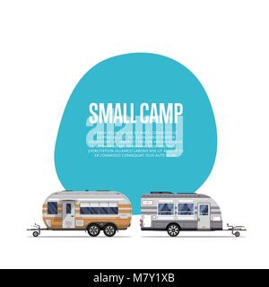 Kleines Camp Plakat mit travel trailers Stock Vektor