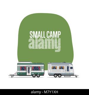 Kleines Camp Plakat mit travel trailers Stock Vektor