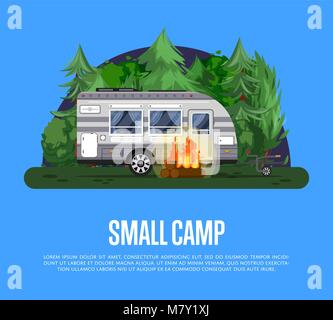 Kleines Camp Plakat mit Travel trailer Stock Vektor