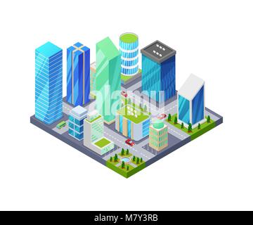 Stadt Viertel isometrische 3D-Symbol Stock Vektor