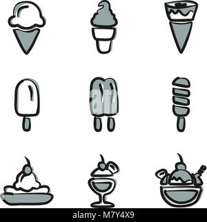 Eis Symbole Freehand 2 Farbe Stock Vektor