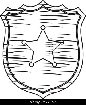 Skizze von Sheriff Schild Symbol auf weißem Hintergrund, Vector Illustration Stock Vektor