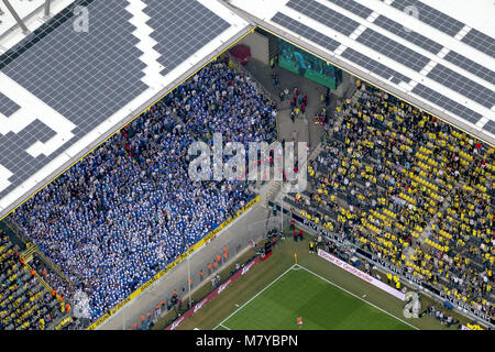 Luftaufnahme, SignalIdunaPark, Westfalenstadion, Revierderby, 1:2, Lüfter, Bundesliga, Fußball, Dortmund, Ruhrgebiet, Nordrhein-Westfalen, Deutschland, E Stockfoto