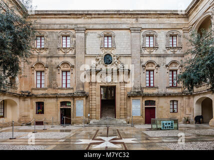 Die vilhena Palace (aka Pallazo Vilhena), ein französischer barocken Gebäude, beherbergt heute das Nationalmuseum für Naturgeschichte. In Mdina, Malta. Stockfoto