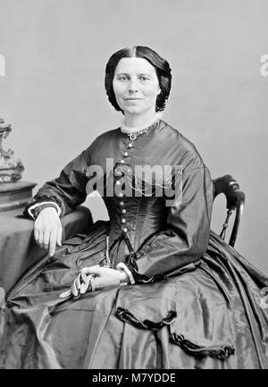 Clara Barton. Portrait der Krankenschwester und Gründer des Amerikanischen Roten Kreuzes, Clarissa Harlowe'' Clara Barton (1821-1912), von Matthew Brady, c 1865. Stockfoto