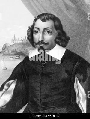 Samuel de Champlain (1567-1635), Porträt der Französischen Explorer, Kartograph und Navigator, berühmt für die Gründung von Quebec. Ein 19 thC Lithographie von César Ducornet Stockfoto