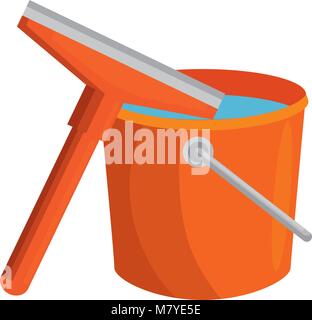 Glasreiniger mit Kunststoff-eimer Vector Illustration Design Stock Vektor