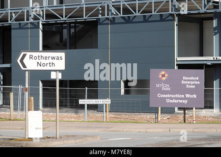 Rotherwas, Hereford Bau neuer Business Einrichtungen im Skylon Park Teil der Hereford Enterprise Zone am Rotherwas Industrial Estate. Stockfoto