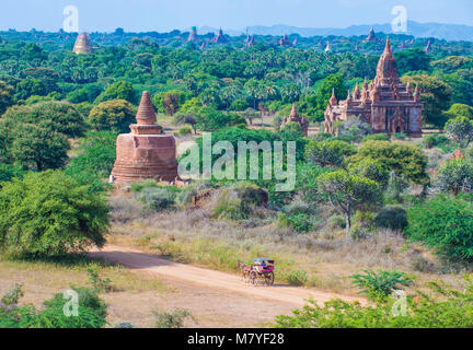BAGAN, MYANMAR - 04.SEPTEMBER: die Tempel von Bagan in Myanmar am 04. September 2017, die Ruinen von Bagan hat 2.200 Tempel und Pagoden Stockfoto
