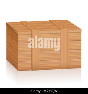 Holzkiste. Fest verschlossen Holz Kiste mit Holzstruktur und Bohlen - Abbildung auf weißem Hintergrund. Stockfoto