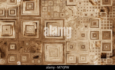 Raster unterschiedlicher Größe Quadrate auf einer hölzernen Hintergrund. Stockfoto