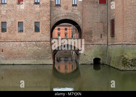 Ferrara, Italien. Este Burg (Castello Estense di Ferrara) Stockfoto