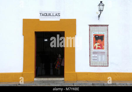 Ticket Office in der Stierkampfarena von Sevilla Stockfoto