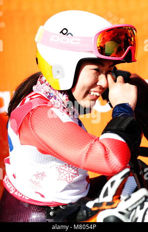 Pyeongchang, Südkorea. 14 Mär, 2018. Pyeongchang 2018, Südkorea. 14. März, 2018. Momoka Muraoka (JPN) Ski Alpin: Frauen Riesenslalom Sitzen an Jeongseon Alpine Center während der PyeongChang 2018 Paralympics Winterspiele in Pyeongchang, Südkorea. Credit: Sho Tamura/LBA SPORT/Alamy leben Nachrichten Stockfoto