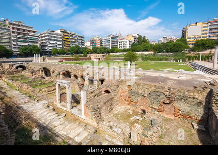 Die Ruinen der antiken griechischen Agora (später Roman Forum) in Thessaloniki. Makedonien, Griechenland, Europa Stockfoto