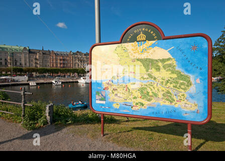 Karte anmelden Insel Djurgården, Stockholm, Schweden Stockfoto