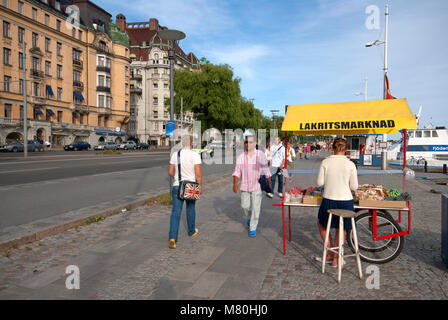 Kiosk für Lakritz Verkauf in Strandvägen, Stockholm, Schweden Stockfoto