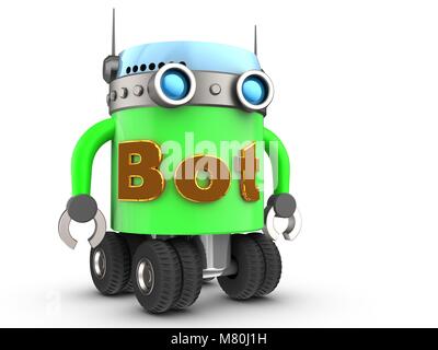 3D-Darstellung der Roboter über weißen Hintergrund Stockfoto