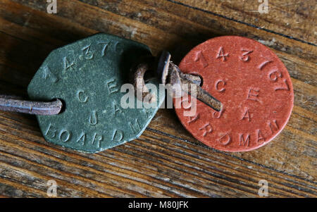 Weltkrieg britische Armee Dog Tags vom Kapitän James Archibald Boardman der Honourable Artillery Company. Stockfoto