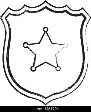 Skizze von Sheriff Schild Symbol auf weißem Hintergrund, Vector Illustration Stock Vektor