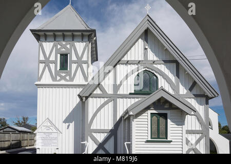 Die historische Kirche des Heiligen Passion Unseres Herrn, Carters Straße, Amberley, Region Canterbury, Neuseeland Stockfoto