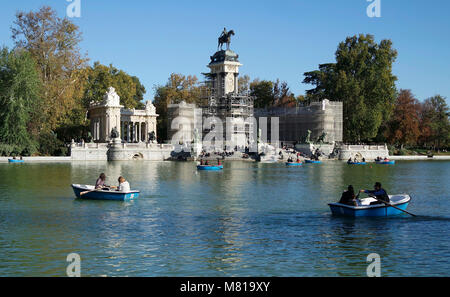 Denkmal Alfonsos XII, Parque del Retiro, Madrid. Stockfoto