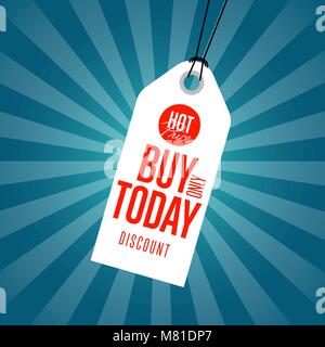 Nur heute kaufen Rabatt Verkauf Aufkleber Stock Vektor